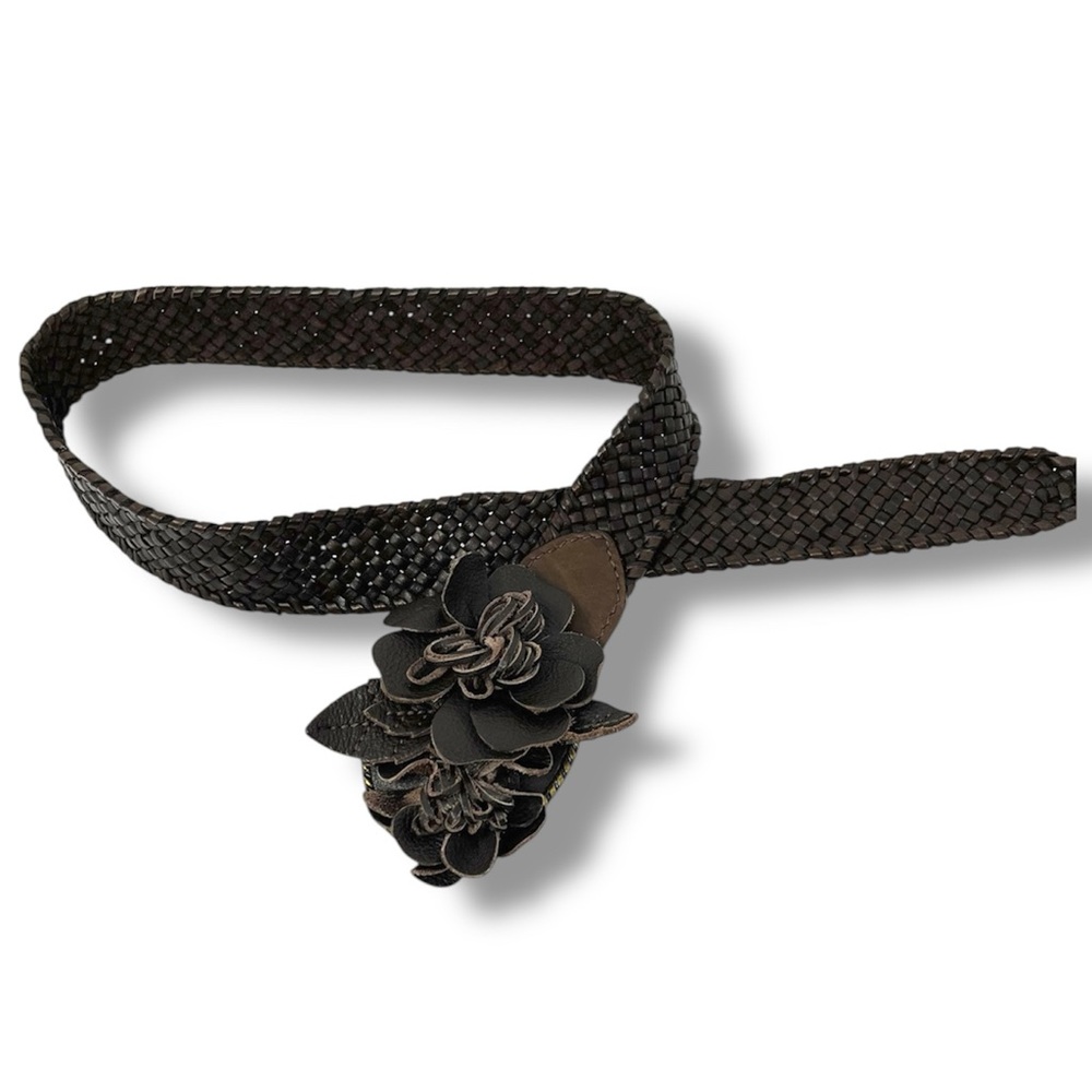 Leather Flower Buckle on braided belt by Wilsons Leather